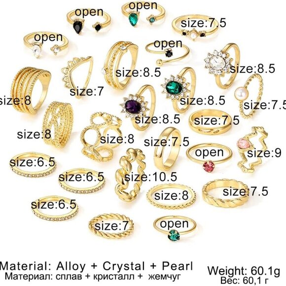 19-36 Pcs Gold Boho Knuckle Rings Set for Women, Vintage Stackable Dainty Joint - Picture 5 of 7